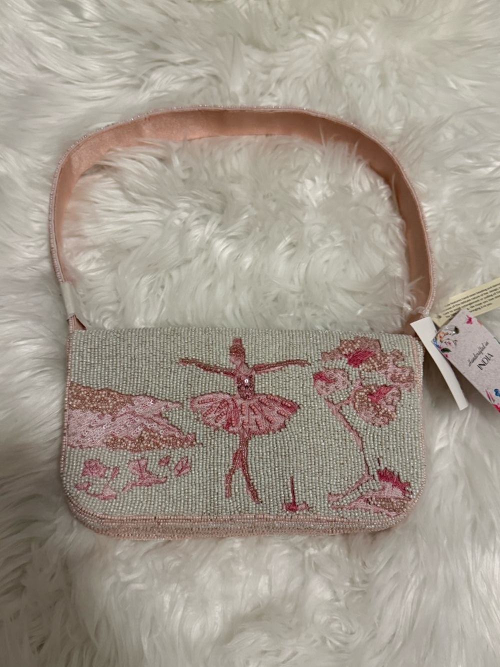 NWT Viral TJ Maxx Pink Ballerina Beaded Bag Handcrafted in India